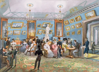 Un salon de société, vers 1830